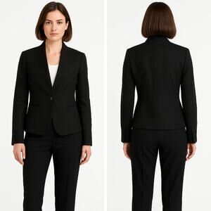 Ann Taylor LOFT Women’s Black Textured One Button Blazer Jacket Size 2 Workwear